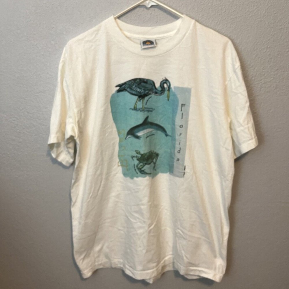 vintage tradewinds single stitch florida blues Tropical Animals Graphic Tee Sz L